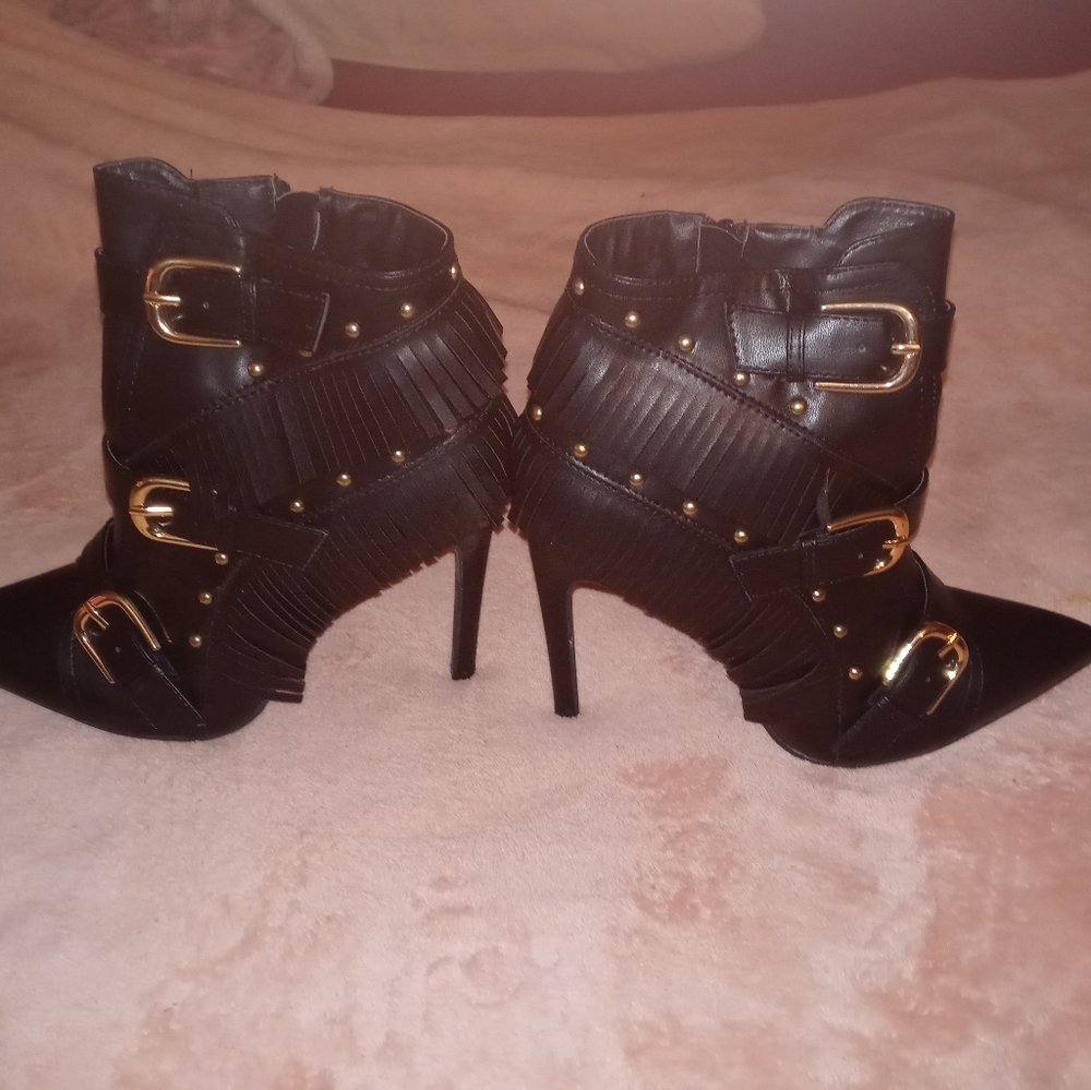 black heel booties